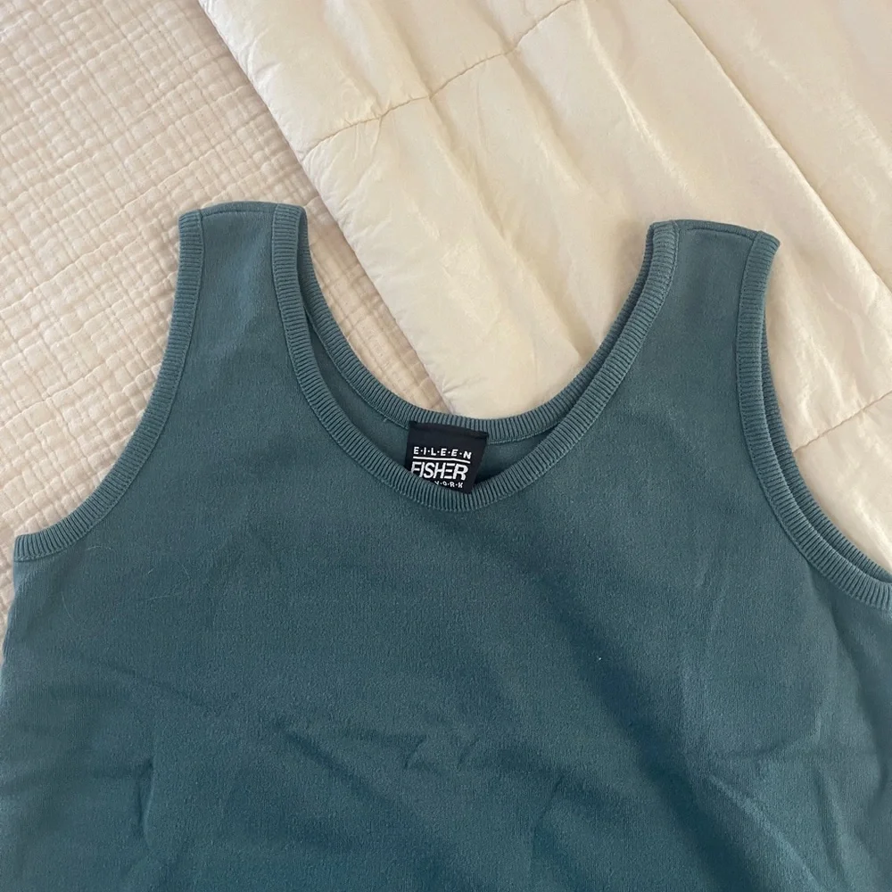 Eileen Fisher Women's 100% cotton tank Top green blue basic classic 90s size 1 - Picture 2 of 11